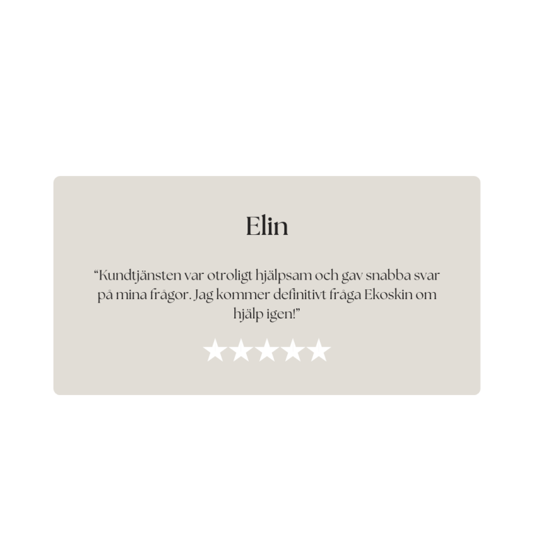 Recensioner på vad kunder tycker om Ekoskins hemsida, svensktillverkad hudvård